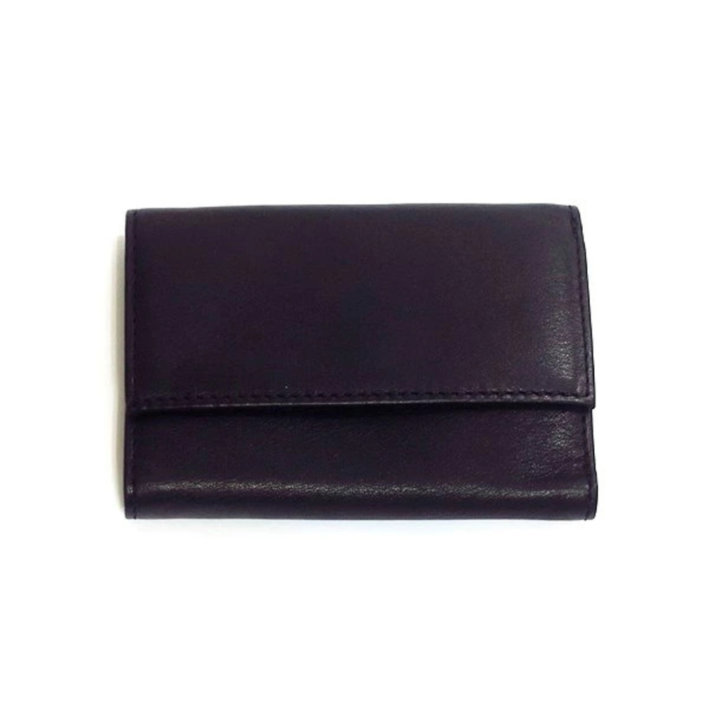 PRAIRIE Leather Tri fold Wallet Black Compact